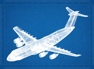 Airplane 3D blueprint