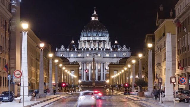 Timelapse of traffic near the St. Peter's Basilica in Rome
