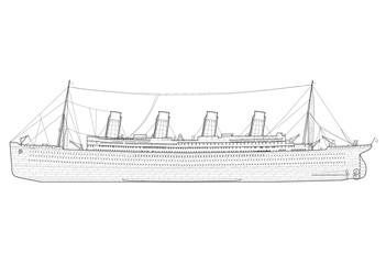 Old Big Ship Blueprint - isolated