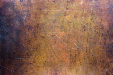 Copper plate texture, brushed orange metal surface