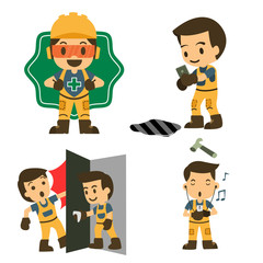 Set of Construction worker, Accident working, safety first, health and safety, vector illustrator