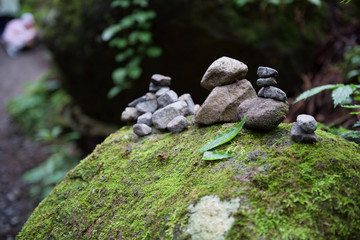 長野県戸隠神社奥社参道に積まれた石