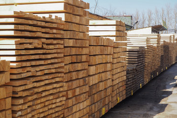 Boards laid in stacks 
