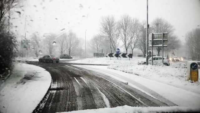 Driving a car in winter conditions