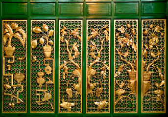 Gold Panel Decoration on room divider, Macao