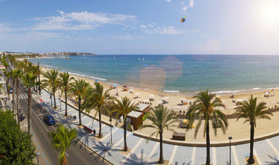 View of Salou Platja Llarga Beach in Spain during sunny day
