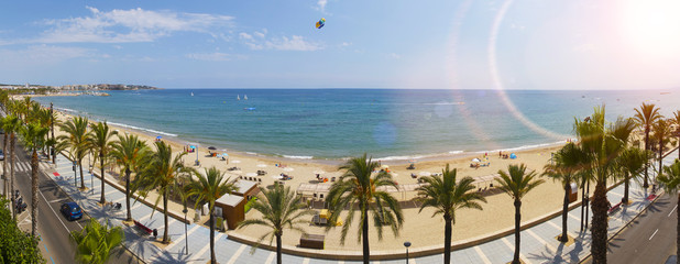 View of Salou Platja Llarga Beach in Spain during sunny day