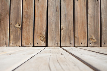 wooden plank background stage low angled view