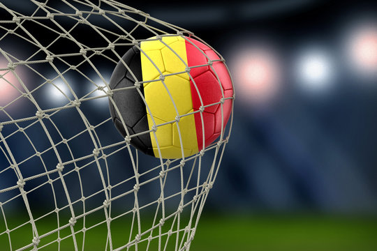 Belgian soccerball in net