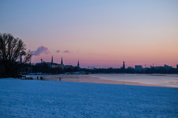 winter landscape in Hamburg, Germany