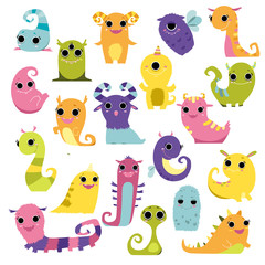 Set of colorful kids toy monster isolated on white. Monsters cartoon style, vector illustration