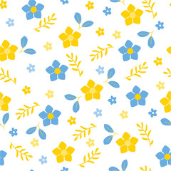 Vector Illustration. Flowers background. Paint   blue and yellow flowers pattern