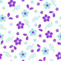 Vector Illustration. Flowers background. Paint   green and purple flowers pattern