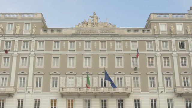Zoom in of Palazzo del Lloyd's facade in Trieste
