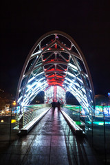 Pedestrian bridge of peace over the Mtkvari (Kura) River in Tbilisi at night © k_samurkas
