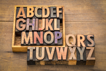 alphabet abstract in vintage wood type