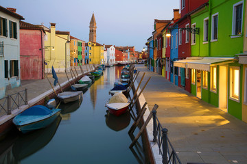 Fototapeta na wymiar Twilight on the Burano island. Venice, Italy