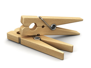 Wooden clothespins. Image with clipping path