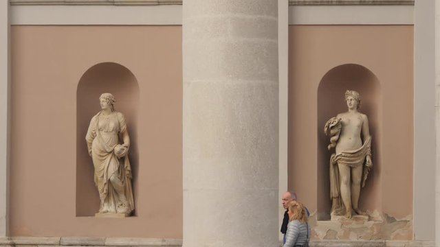 Statues of women on Palazzo della Borsa Vecchia in Trieste