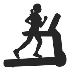 Vector Woman Running On A Treadmill Silhouette
