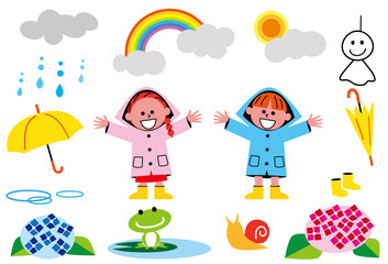 梅雨　イラストセット