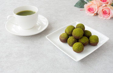 Matcha Chocolates, Matcha Tea and Roses