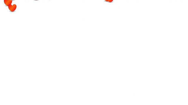 The symbol of love, flying and falling red heards