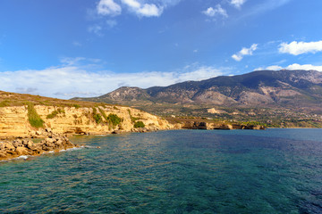 Beautiful coast of Kefalonia island in sunny summer day. Greece