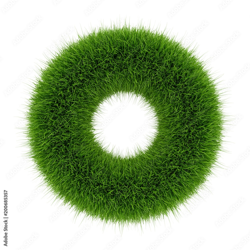 Wall mural 3D rendering Green grass circle isolated