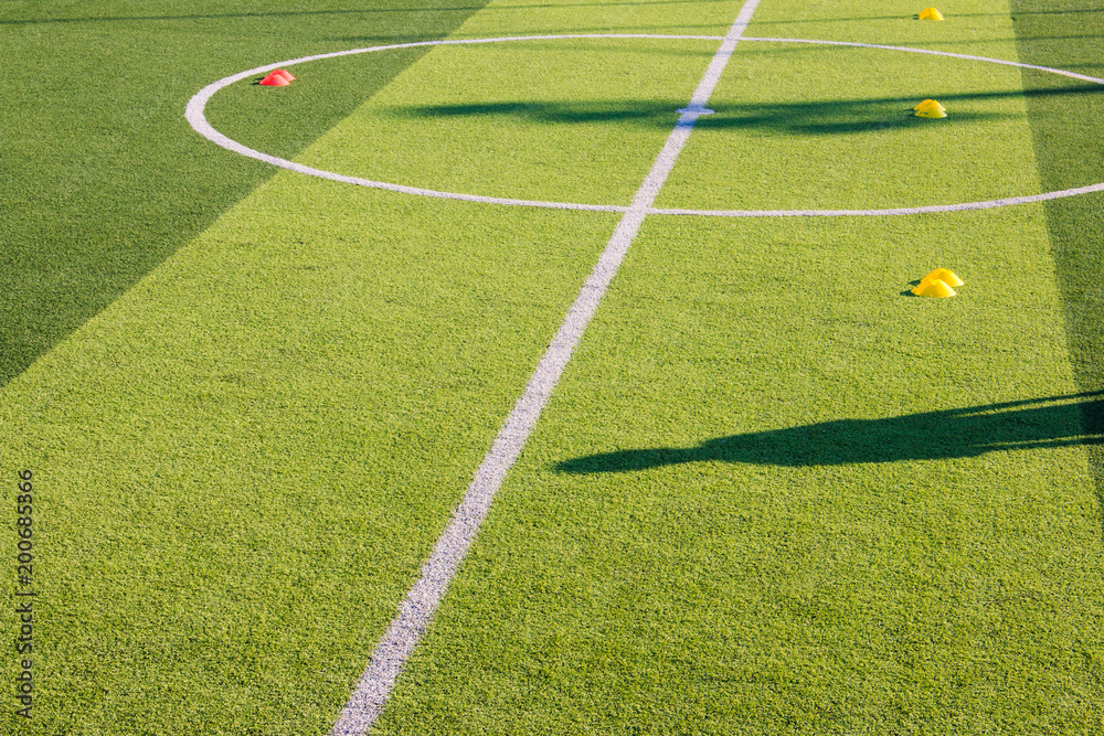 Wall mural soccer training equipment on artificial turf , soccer academy