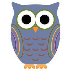 Owl on  white background