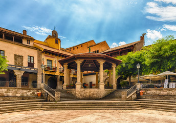 Obraz premium Plaza Mayor, main square in Poble Espanyol, Barcelona, Catalonia, Spain