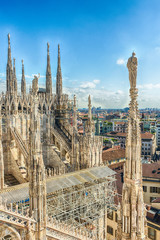 Fototapeta premium Aerial view from the roof of the Cathedral, Milan, Italy