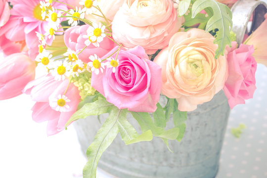 Pastel-colored flower bouquet