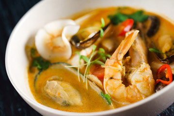 seafood soup in the restaurant