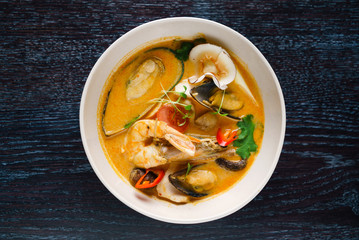 seafood soup in the restaurant