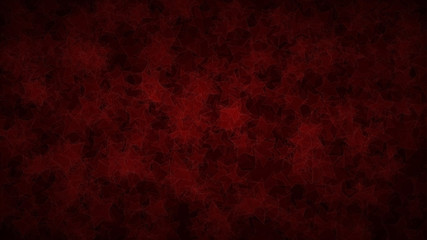 Abstract dark background of translucent stars with light outlines. Red shaded backdrop with randomly distributed geometric shapes.