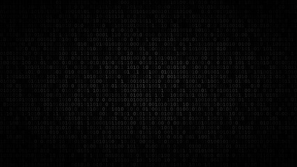 Abstract dark background of zeros ad ones in shades of gray colors.