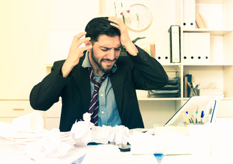 Spanish male worker is having complicated issue with project