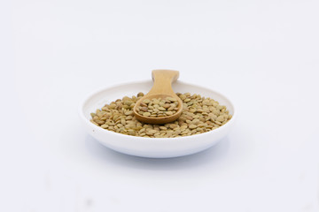 bowl of lentils isolated on white background. bowl lentils beans isolated on white