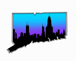 Obraz premium Connecticut CT Skyline City Metropolitan Area Nightlife 3d Illustration