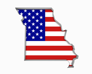 Missouri MO USA Flag Stars Stripes Map 3d Illustration