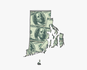 Rhode Island RI Money Map Cash Economy Dollars 3d Illustration