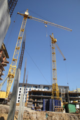 Construction of a residential multi-storey building. New residential area. Building  stock image