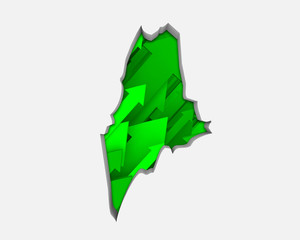 Maine ME Arrows Map Growth Increase On Rise 3d Illustration