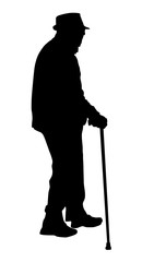 Old man silhouette with cane