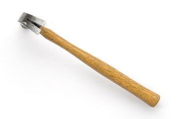 very old claw hammer, isolaterd on white