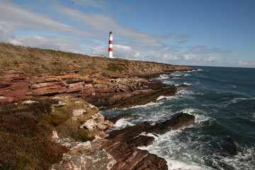 Coastline at Tarbat Ness Lighthouse, Scottish Highlands, Dornach Firth, Scotland