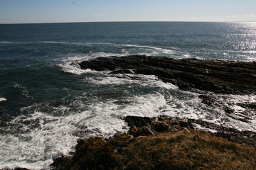 Fototapeta na wymiar Coastline at Tarbat Ness Lighthouse, Scottish Highlands, Dornach Firth, Scotland