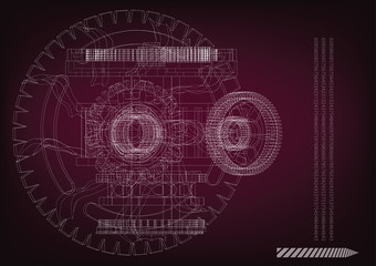 gear mechanism on burgundy
